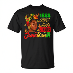 Camiseta Juneteenth 1865 Pride con diseño They Not Like Us, algodón negro, unisex para adultos, cuello redondo, manga corta, impresión digital - Product Image 3