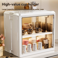 Estante Plegable de Doble Nivel para Almacenamiento de Vasos de PP, Diseño Transparente, Gran Capacidad, Apto para Lavavajillas, Impermeable, para Cocina y Sala de Estar