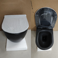 WC suspendu mural OVS en céramique, noir mat, sans bride, certifié CUPC, pour salle de bain – Vente en gros