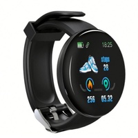 Nouvelle montre connectée D18S 2021 compatible Android et iOS, écran tactile coloré, boîtier en acier, bracelet en silicone, podomètre, chronomètre de fitness