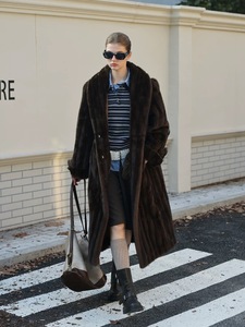 Abrigo de Invierno de una Pieza, Estilo Vintage, con Cuello de Fruta, Manga Media, Ecológico, de Pelo Sintético Grueso, Imitación de Visón - Product Image 5