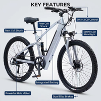 Vélo de montagne électrique à suspension intégrale 27,5 pouces, best-seller, homologué pour la route, batterie au lithium 48V, frein à disque, pour le tout-terrain