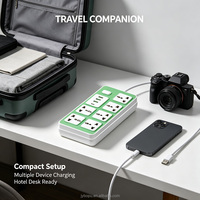 Stop Kontak Universal Multi-port Praktis dan Hemat Tempat dengan Warna Hijau Sederhana, Dilengkapi USB dan 1 Soket Ekstensi Kontrol untuk Meja
