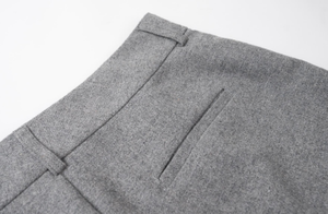 กางเกงขายาวทรงขาบานเอวสูงสีเทาเข้มสำหรับผู้หญิง ผ้าวูลผสม เหมาะสำหรับใส่ทำงาน กำลังขายดี - Product Image 6