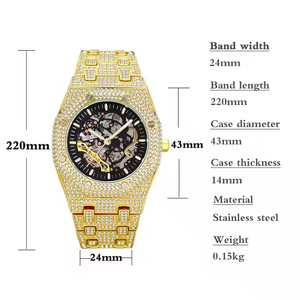 Impresionante Reloj de Cuarzo de Acero Inoxidable con Diamante Moissanite para Hombre - Reloj de Caballero Moderno con Artesanía de Lujo y Estilo Audaz - Product Image 5