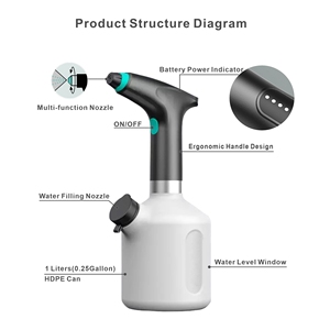 Bouteille de Pulvérisation Électrique de Jardin 1L Rechargeable USB sur Batterie à Nano-Brume <span class=keywords><strong>pour</strong></span> Plantes avec Bec d'Extension - Product Image 2