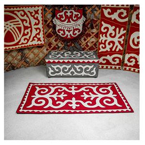 Vente en gros de tapis Shyrdak traditionnel fait à la main écologique en feutre avec motif N1 blanc naturel à poils moyens pour la maison - Product Image 1
