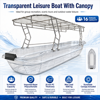 Bateau de tourisme transparent pour 16 passagers, bateau de tourisme commercial pour excursions aquatiques en station balnéaire