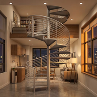 Escalier en spirale moderne en verre et acier galvanisé pour jardin extérieur, entrepôt commercial, escaliers flottants, écologique et durable