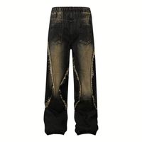 Jean baggy homme style rétro américain avec cordon de serrage, denim légèrement délavé, unisexe, style rock revival pour l'été et l'automne