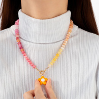Collier multi-pendentifs à breloques florales style bohème, plaqué or 18 carats, perles de verre, pour femme, bijoux de mode pour soirée Lijie