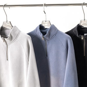 Wholesale Heavyweight Fleece Half Zip Warm Thermal Cotton <b>Spray</b> Wash Hoodies and Sweatshirts for Men Custom Manufacturer - Product Image 3