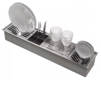 Séchoir à vaisselle pour comptoir de cuisine Porte-vaisselle en acier inoxydable avec égouttoir Grand égouttoir à vaisselle avec porte-ustensile pour évier