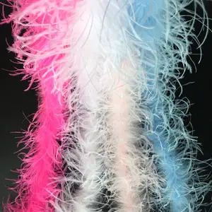 Оптовая продажа, дешевое 2-слойное розовое страусиное перо боа для одежды