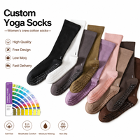 Chaussettes de yoga personnalisées de haute qualité avec logo, en coton tricoté, pour femmes, antidérapantes, pour le fitness et le Pilates, collection Printemps