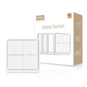 Moes 4 gang tuya ZigBee không dây 12 cảnh chuyển đổi push button điều khiển pin Powered nhà thông minh tự động hóa kịch bản chuyển đổi - Product Image 1