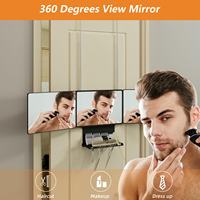Miroir de coiffure à trois volets à 360 degrés pour la coupe de cheveux, miroir de barbier pour la coupe de cheveux soi-même