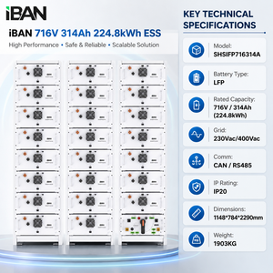 Batterie de stockage d'énergie au lithium personnalisée IBAN SHSIFP716314A haute tension 716V 314Ah montée sur rack, refroidissement naturel, 224,8 kWh - Product Image 6