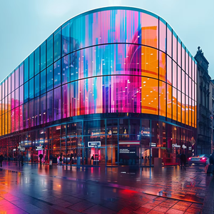 Pantalla de película de cristal LED Pantalla comercial flexible y transparente Ventanas Bajo mantenimiento Portátil y adaptable al espacio - Product Image 1