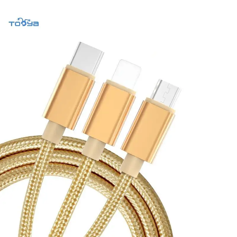 Data cable 3-in-1 for Apple type-c Micro USB Android three-head mobile phone charging cable Tooya 2 m one-to-three data cable