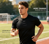 T-shirt de sport professionnel pour homme, couleur unie, séchage rapide, design vierge, idéal pour uniforme d'équipe athlétique et usage en salle de sport