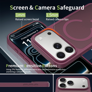 Étui de téléphone magnétique de luxe pour <span class=keywords><strong>iPhone</strong></span> 18 17 <span class=keywords><strong>Pro</strong></span> Max, finition mate cerise foncée, toucher soyeux, antichoc, <span class=keywords><strong>coque</strong></span> de protection personnalisée pour téléphone portable - Product Image 4