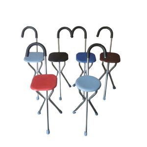 Foldable Stainless Steel Walking Stick Stool <b>Tripod</b> Cane Chair Adjustable Hiking Outdoor Support Aid - Product Image 1