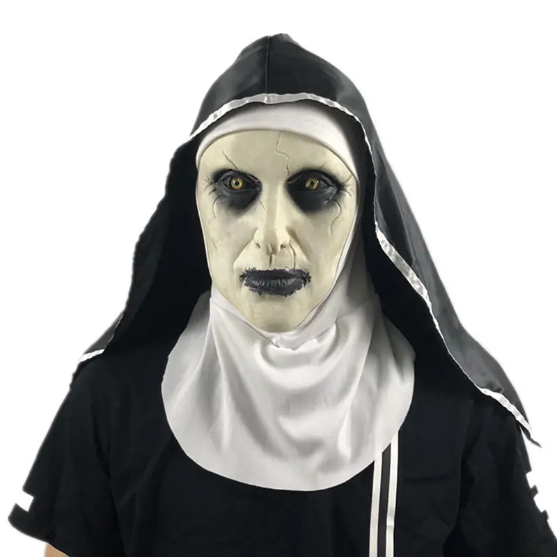 Halloween Nonne Maske Horror Devil Maske mit langen Haaren Silikon Halloween Devil Mask