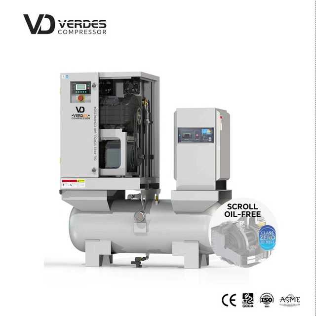 VERDES 4 in 1 Industrial Class-0 Oil Free Scroll Dental Air Compressor 2.2Kw 3.7Kw 5.5Kw Oil-Free Scroll Medical Air Compressor