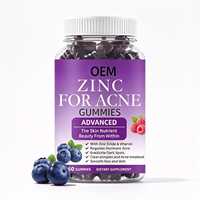 Gummies au zinc OEM pour l'acné 50mg Vitamines A, C, E, Nicotinamide, Thé vert, Cynorrhodon – Complément alimentaire pour une peau claire – Marque privée