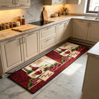 Spice Print Modern Minimalist Kitchen Runner Rug Anti-Slip Oil-Proof Stain Resistant Washable Polyester Low Pile Floor Mat Latex