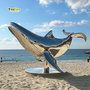 Tác phẩm điêu khắc cá voi khổng lồ khu vườn ven biển Ngoài trời kích thước lớn thép không gỉ bức tượng cá voi - Product Image 5