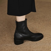 Nouvelle Collection Automne/Hiver 2026 – Bottines Rétro en Cuir de Vachette pour Femme avec Fermeture Éclair Arrière, Talon Carré et Doublure en Peau de Porc Pleine Fleur