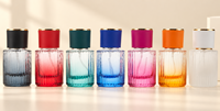 Flacon de parfum cylindrique en verre coloré à nervures verticales de luxe 30ml 50ml, rechargeable avec pulvérisateur, conteneur de parfum vide personnalisable