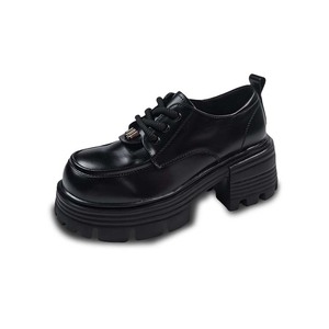 Chaussures de marche pour femmes en cuir de vachette, baskets de sport à lacets, semelle plate surélevée, semelle extérieure en caoutchouc antidérapante, semelle intermédiaire en EVA, talon épais, décontractées - Product Image 5