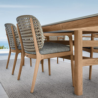 Ensemble table et chaises de jardin QIER en teck massif pour cour, patio, mobilier d'extérieur, design moderne, coussins à séchage rapide