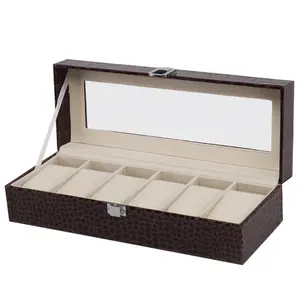 Trung Quốc Nhà Máy Trực Tiếp Bán Buôn 6 Khe PU Leather Watch Display Box Stock Bán Đồng Hồ Tổ Chức Trường Hợp W06