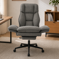 Chaise de bureau ergonomique pivotante à dossier croisé avec accoudoirs rabattables en polaire Teddy et repose-pieds – Vente chaude