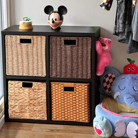Organisateur de placard tissé naturel panier en corde de papier pliable décor à la maison carré avec poignée de panier pratique