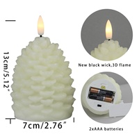 Noël Décoratif Ivoire Personnalisé Véritable Cire Pomme De Pin Électrique LED Scintillement Bougie Sans Flamme avec 3D Vraie Flamme