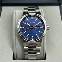 Montre automatique mécanique de luxe d'occasion rouge lumineuse pour pilote, 41 mm, bleue, étanche 100 m, en acier inoxydable, pour homme, avec calendrier, pour l'extérieur
