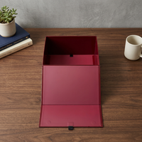 Hochwertige Magnetische Geschenkbox-Verpackung mit Bandgriff, Faltbar, Individuelles Logo, Harte Stabile Kartonbox in Schwarz und Rosa mit Kleidungseinlage