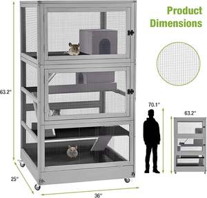 Grande Gabbia per Cincillà a <span class=keywords><strong>4</strong></span> Livelli, Casetta in Legno per Furetti, Resistente ai Morsi, con Ruote Frenanti, Spostabile per Criceti, Ratti, Gerbilli - Product Image 6