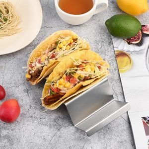 Wholesale Wavy-shaped 4 Pack Stainless Steel Taco Holder <b>Stand</b> Set of 4 Tray Style - Product Image 4