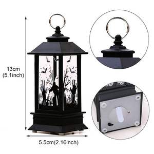 Lanterne vintage suspendue pour Halloween, lumières de fête, lumières LED de bougie, alimentées par piles, décorations pour la maison, fête - Product Image 2