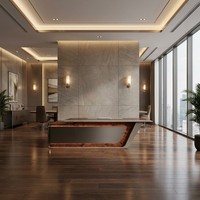 Escritorio Ejecutivo Moderno de 2400 mm con Iluminación LED Inteligente, Chapa de Madera de Cristal, MDF E1, Mesa de Lujo para Directores