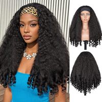 Nouvelle Arrivée Perruques Synthétiques Longues Afro Bouclées avec Bandeau pour Femmes, Perruques Bandeau en Soie Glacée Noire pour Dames