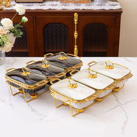 Yurtrain – Nouveaux ensembles de plats de service en céramique pour buffet, style européen, 3 casseroles en porcelaine, chauffe-plats pour buffet traiteur
