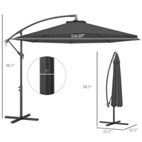 Parasol Cantilever Commercial Haut de Gamme 3m Rond en Tissu Oxford Imperméable Robuste avec Structure Métallique pour Jardin, Terrasse et Hôtel