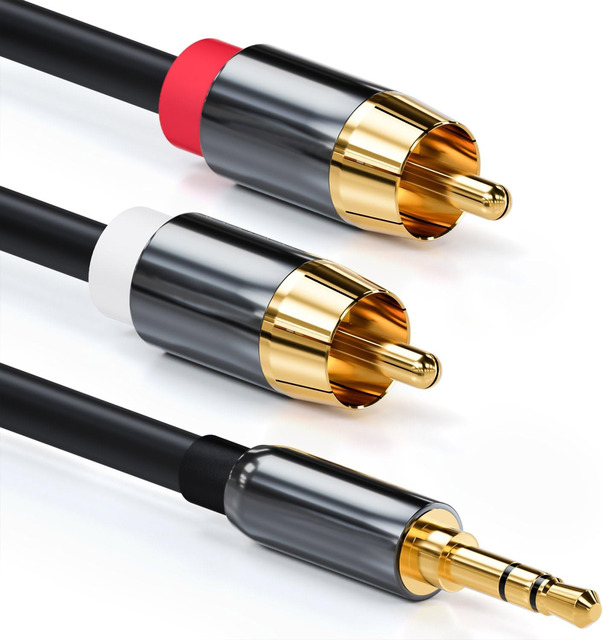 High-quality 3.5mm to 2 RCA Audio Cable Male to Male Gold Plated 3.5mm Aux to 2 Rca Cable Stereo Hifi for Dvd Player